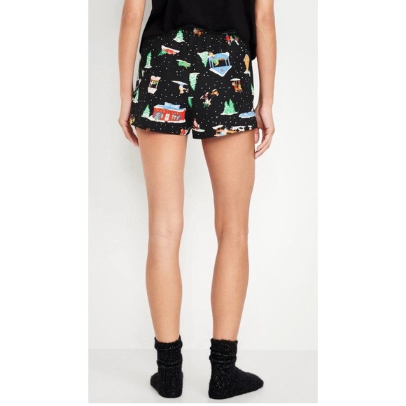 Old Navy Women's Flannel Pajama Boxer Short I Love Snow Black $17 Size M - Picture 2 of 2